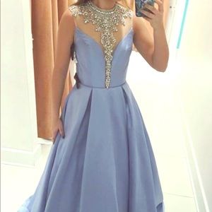 dusty blue formal gown